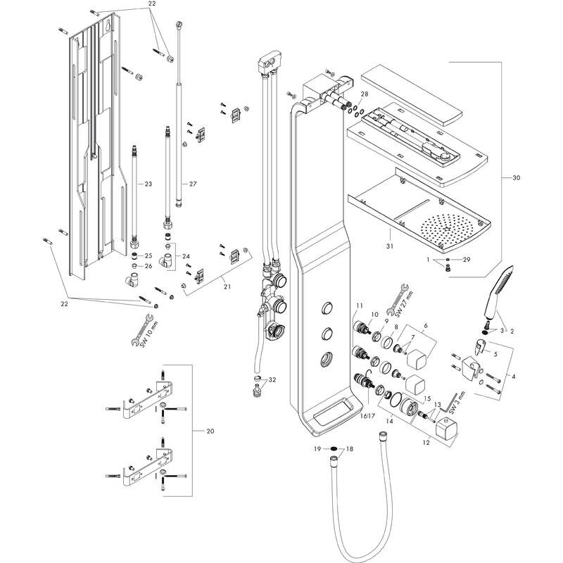 Душова панель Hansgrohe Raindance Shower panel Lift 180 2jet  White/Chrome Hansgrohe (27008400)