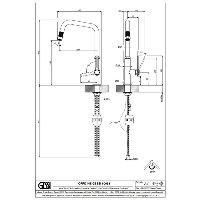 Змішувач для кухні Officine , Chrome Gessi (60053031) Змішувач для кухні Officine , Chrome Gessi (60053031)