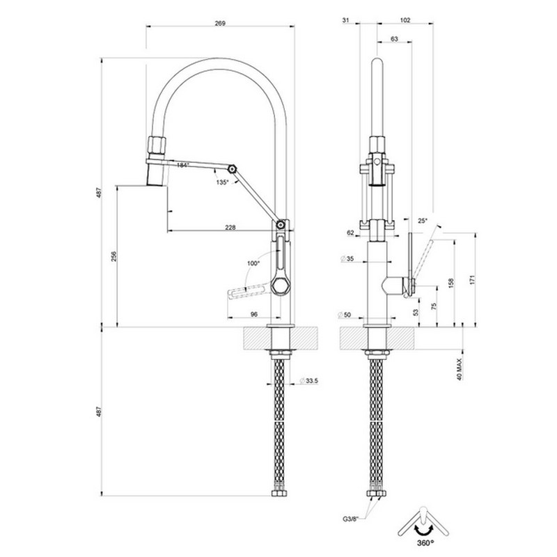 Змішувач для кухні Officine , Finox/Matt Black Gessi (60055599) Змішувач для кухні Officine , Finox/Matt Black Gessi (60055599)