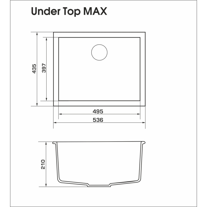 Мийка UNDER TOP MAX terra (535*435mm.) граніт GRANADO Мийка UNDER TOP MAX terra (535*435mm.) граніт GRANADO