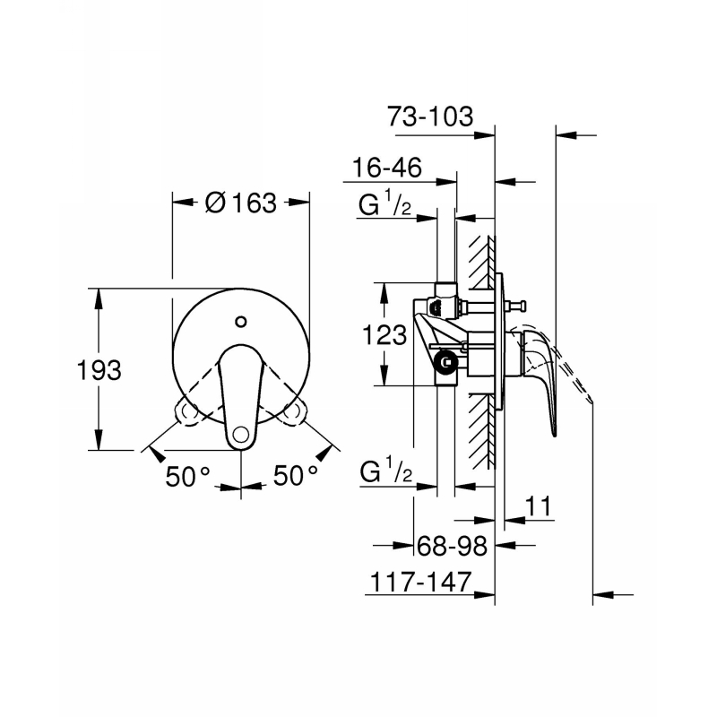 Змішувач для ванни  QuickFix Swift прихованого монтажу, хром Grohe