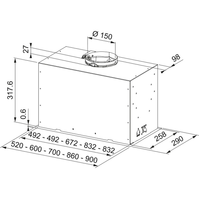 Витяжка FBFE BK A52 Basic чорний 520мм. Franke (305.0729.555)