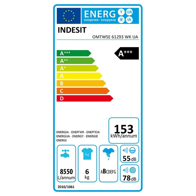 Пральна машина вузька OMTWSE 61293 WK UA біла Indesit Пральна машина вузька OMTWSE 61293 WK UA біла Indesit