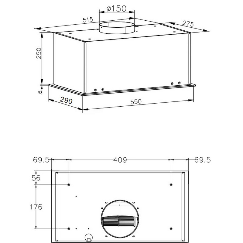 Витяжка вбудована OMP6553BGH Hansa