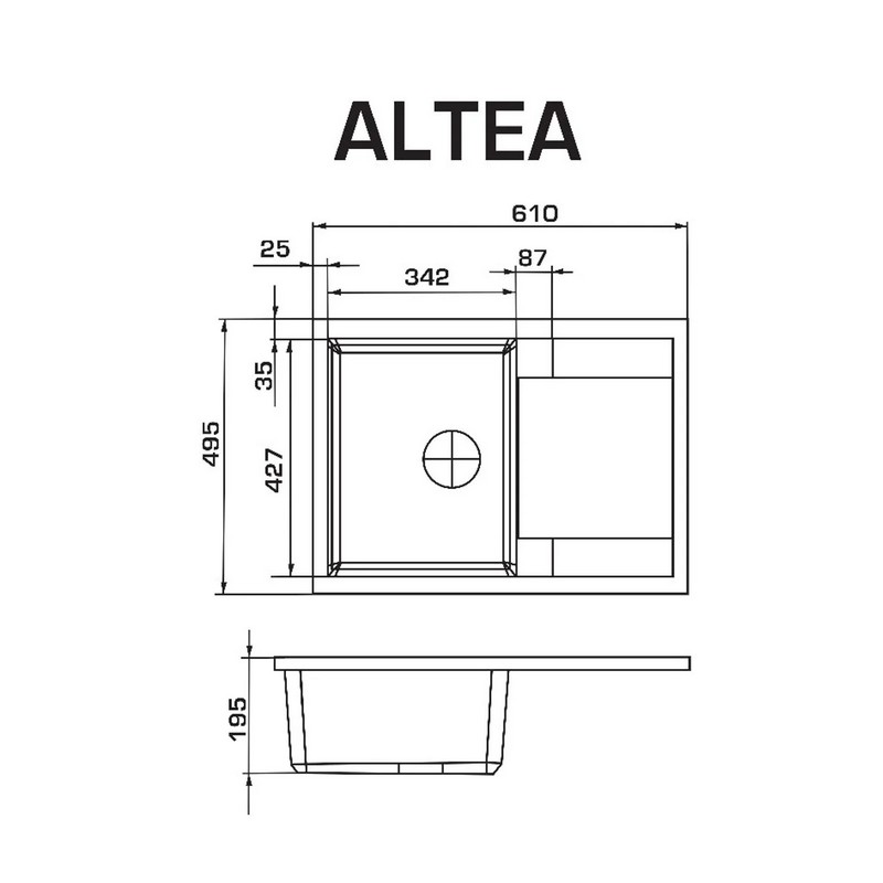 Мийка ALTEA white (610*500mm.) граніт Granado Мийка ALTEA white (610*500mm.) граніт Granado
