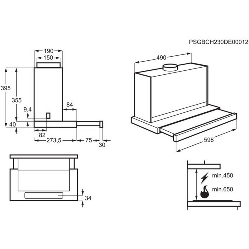 Витяжка телескопіна GDP866PB Hob2Hood AEG