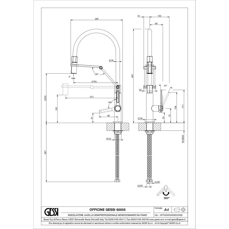 Змішувач для кухні Officine Gessi Finox (60055149) Gessi Змішувач для кухні Officine Gessi Finox (60055149) Gessi