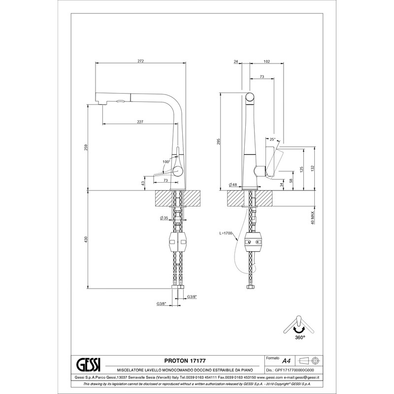 Змішувач для кухні Proton Black XL (17177299) Gessi