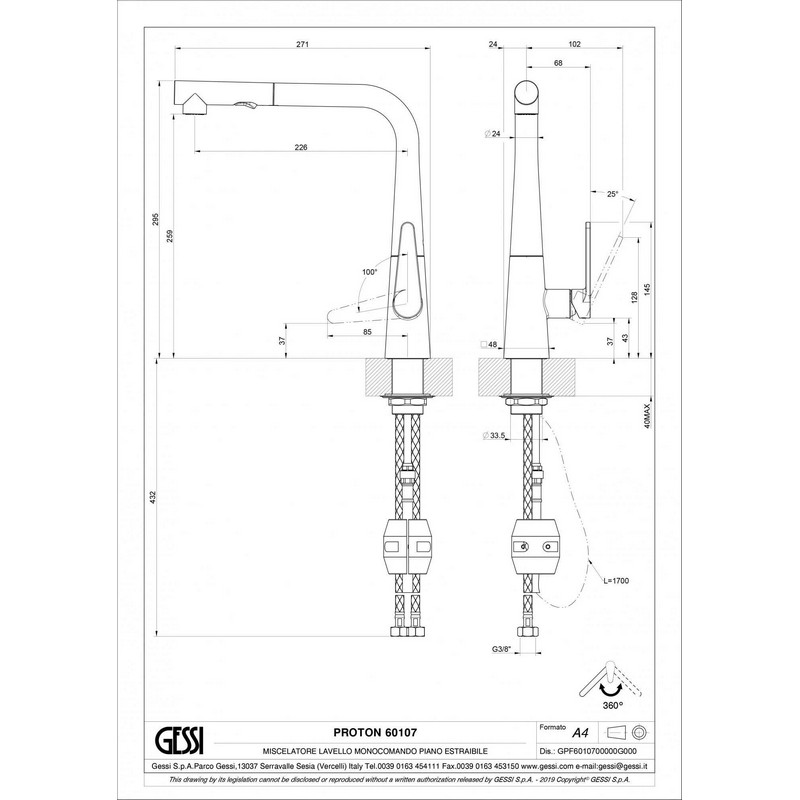 Змішувач для кухні Proton S Finox (60107149) Gessi