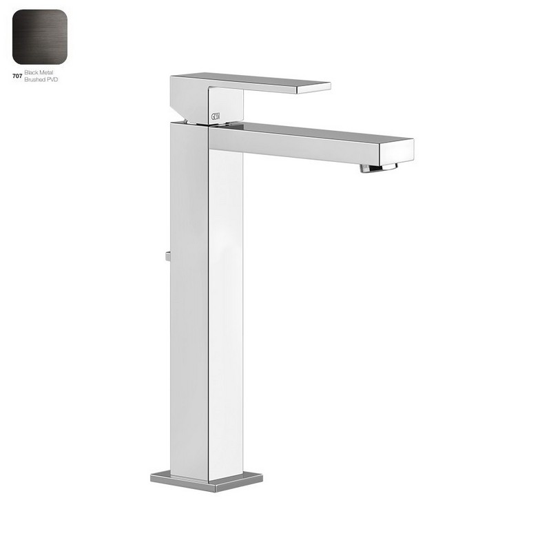 Змішувач для умивальника Gessi Rettangolo, високий, донний клапан Black Metal Brushed PVD (11921707) Gessi