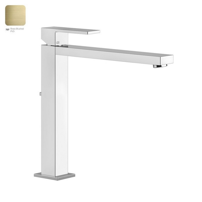 Змішувач для умивальника Gessi Rettangolo, високий, донний клапан Brushed Brass PVD (11923727) Gessi