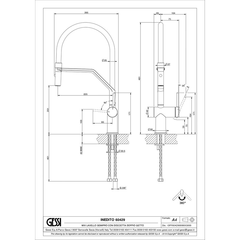 Змішувач для кухні Inedito Black Metal Brushed GHRC (60429126) Gessi Змішувач для кухні Inedito Black Metal Brushed GHRC (60429126) Gessi