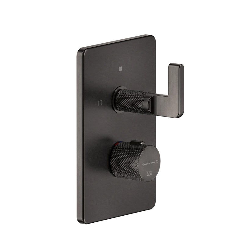 Термостат Inciso з 2 виходами, зовнішня частина Black Metal Brushed PVD (58134707) Gessi