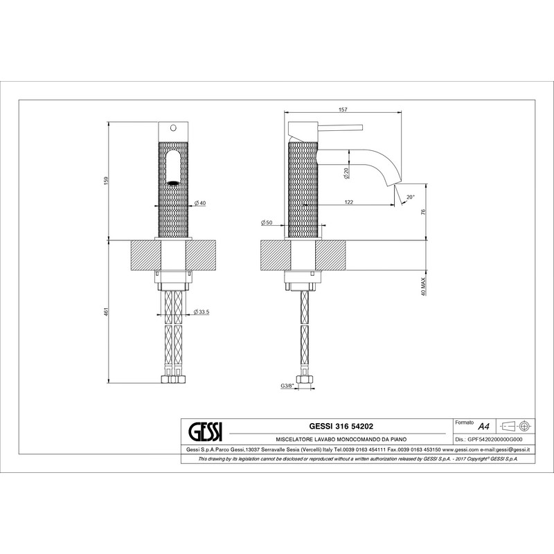 Змішувач для умивальника 316 Meccanica, Steel brushed (54202-239) Gessi Змішувач для умивальника 316 Meccanica, Steel brushed (54202-239) Gessi