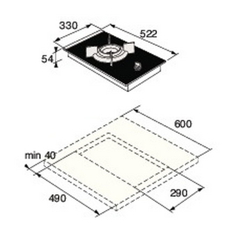 Газова варильна поверхня HG1365GB чорний ASKO