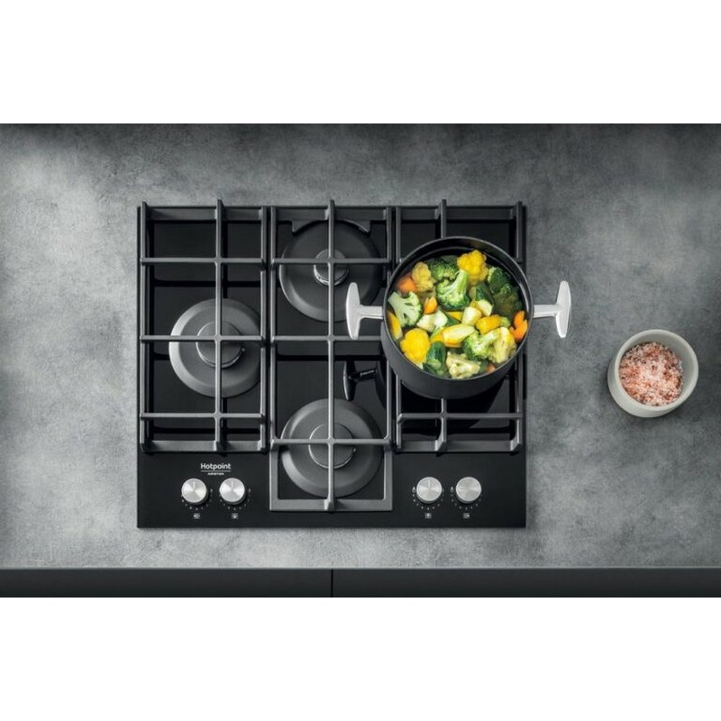 Варильна поверхня газова HAGS 61F/BK чорна Hotpoint-Ariston Варильна поверхня газова HAGS 61F/BK чорна Hotpoint-Ariston
