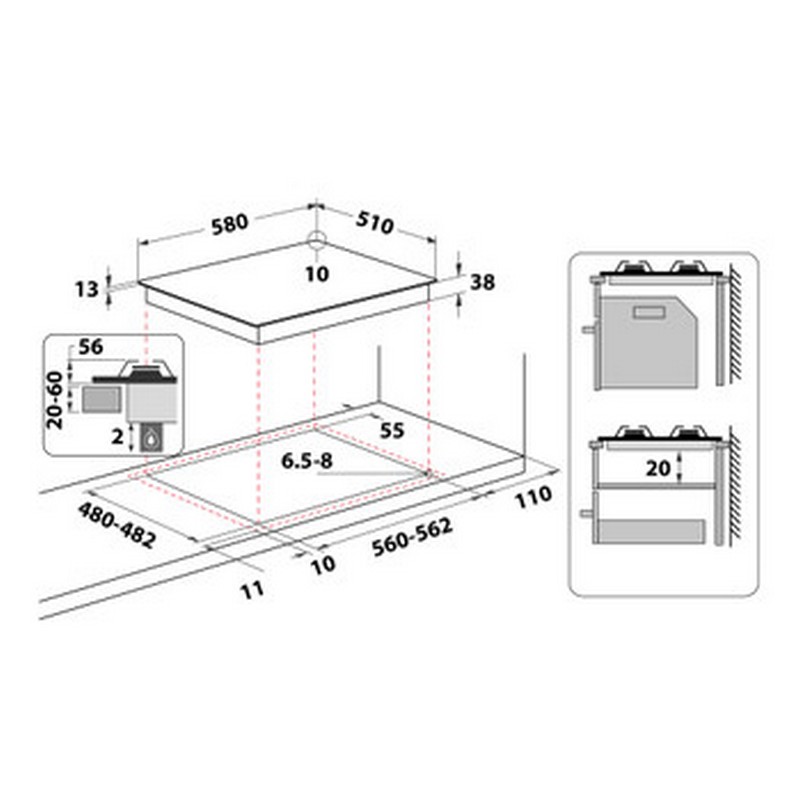 Комплект техніки Whirpool (Духова шафа OMK58HU1B + газова варильна поверхня TKRL661NB)