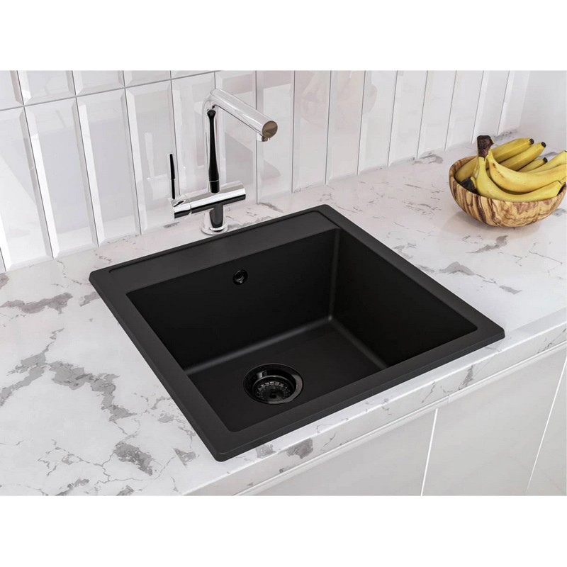 Кухонна мийка BODRUM 510 black shine mirastone Miraggio