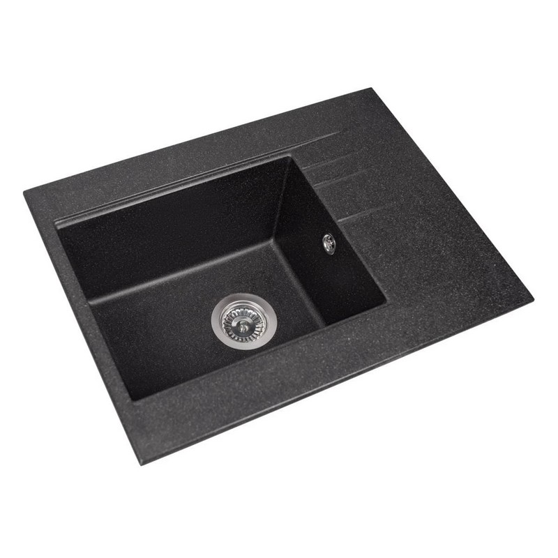 Кухонна мийка BODRUM 650 black shine mirastone Miraggio Кухонна мийка BODRUM 650 black shine mirastone Miraggio