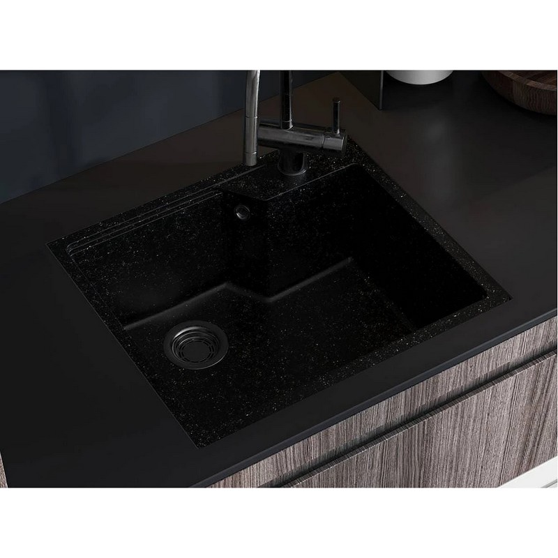 Кухонна мийка LISA black shine mirastone Miraggio