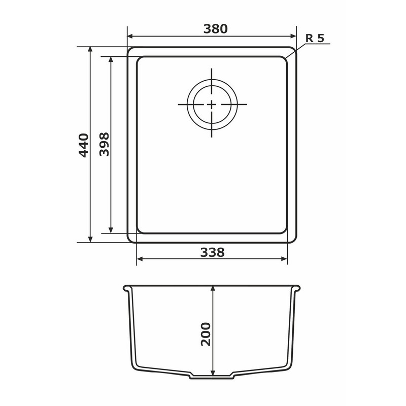 Мийка граніт UNDER TOP MINI terra (380*440mm.) Granado