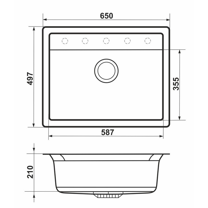 Мийка граніт ARTES black shine (650*500mm.) Granado Мийка граніт ARTES black shine (650*500mm.) Granado