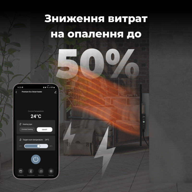 Обігрівач Premium Eco Smart Heater, 700W, Led display GH4S LED (AGH0004S) AENO Обігрівач Premium Eco Smart Heater, 700W, Led display GH4S LED (AGH0004S) AENO