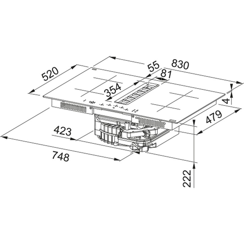 Індукційна панель з інтегрованою витяжкою Maris 2gether Ellipse FMA 8372 4RC R HI + фільтр чорна Franke (340.0731.879)
