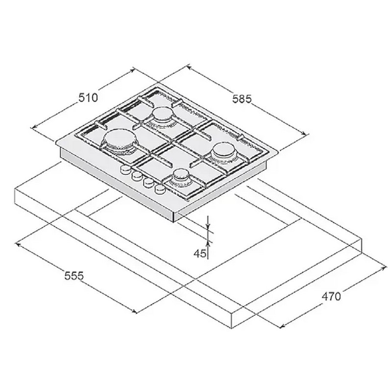 Газова варильна FHG 1244 VGH White Glass Fabiano