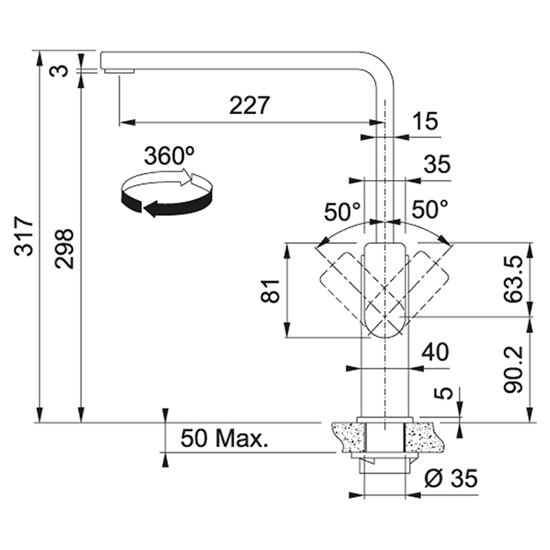 Смеситель Mythos Swivel индустриальный черный Franke (115.0550.441) Смеситель Mythos Swivel индустриальный черный Franke (115.0550.441)