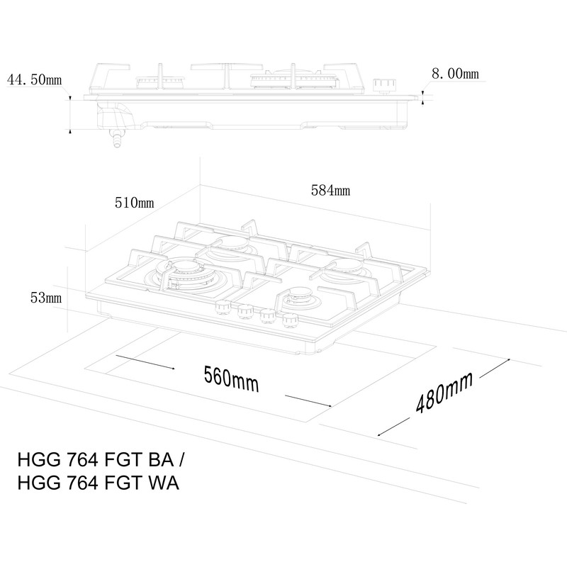 Газова поверхня чорна INTERLINE HGG 764 FGT BA