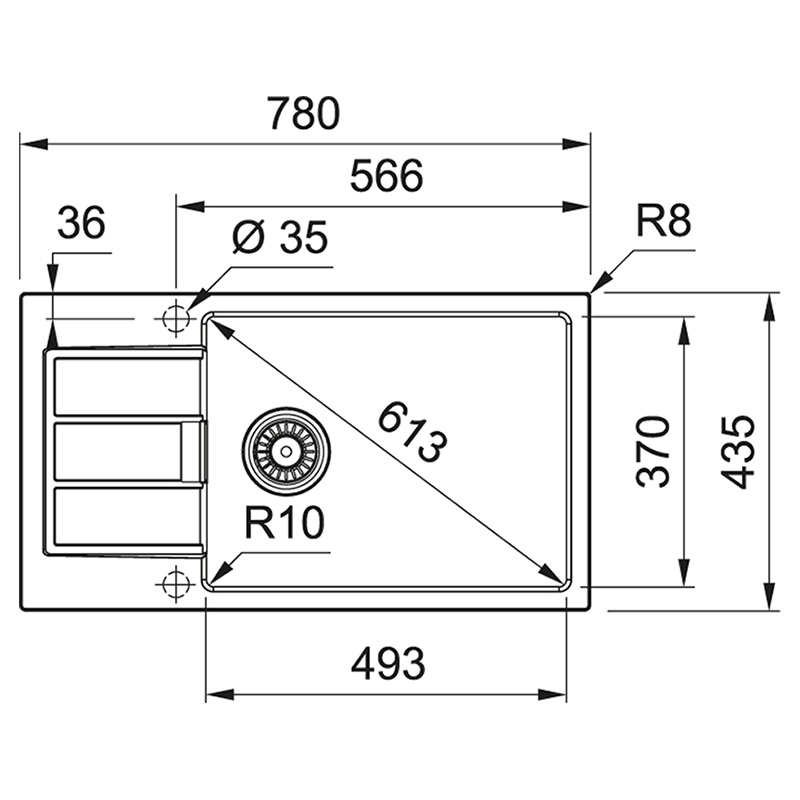 Мойка с сифоном тектонайт S2D Slim 611-78 XL черный Franke (143.0627.384) (второй сорт)