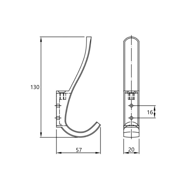 Крючок DW 07 G6 (RW 0708) алюминий Крючок DW 07 G6 (RW 0708) алюминий