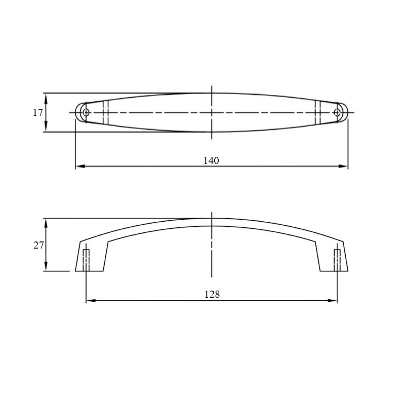 Ручка UN 1708/128 (DN 17/128 G6) алюміній Ручка UN 1708/128 (DN 17/128 G6) алюміній