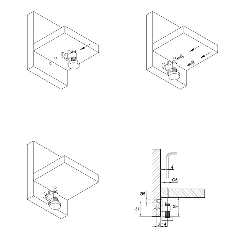 Опора регульована M10, H = 38, сталь, (PI34) Permo