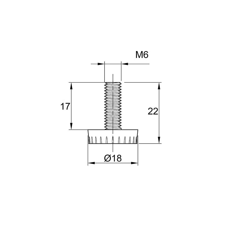 Ножка мебельная регулируемая М6, Ø 18мм, h=26мм