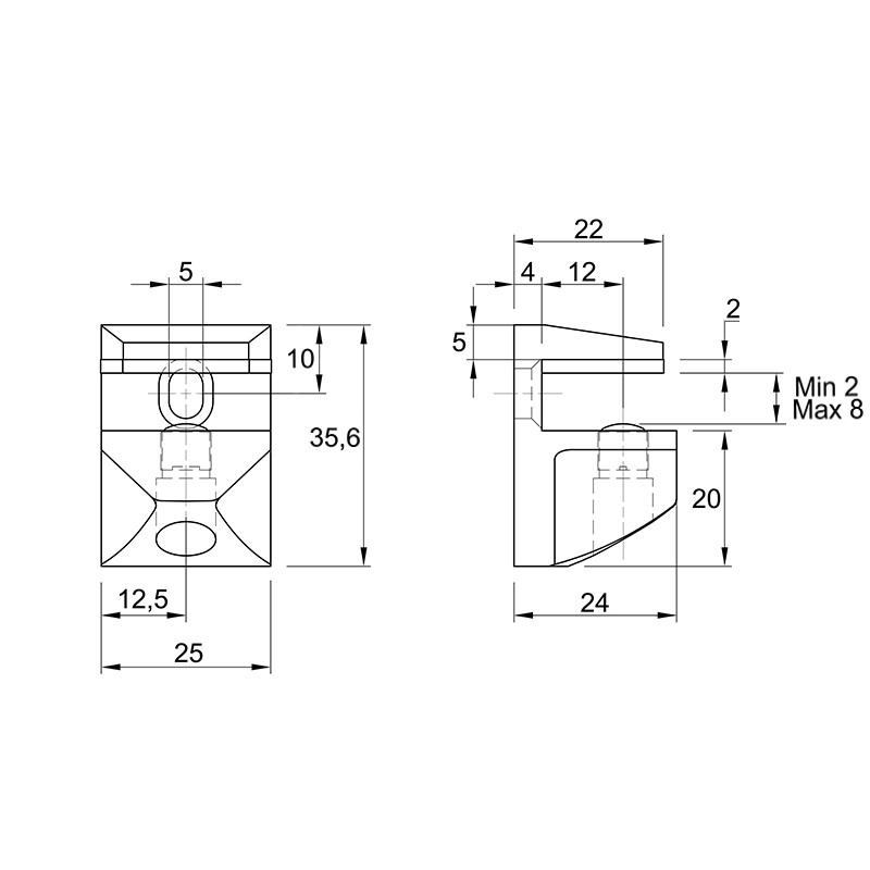 Полкодержатель Ferro Fiori M 8001.025 нагрузка 8 кг, черный