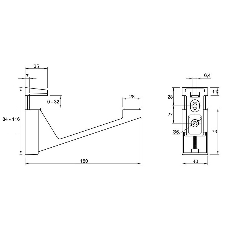 Полкодержатель Ferro Fiori M 8003.180 нагрузка 20 кг, белый