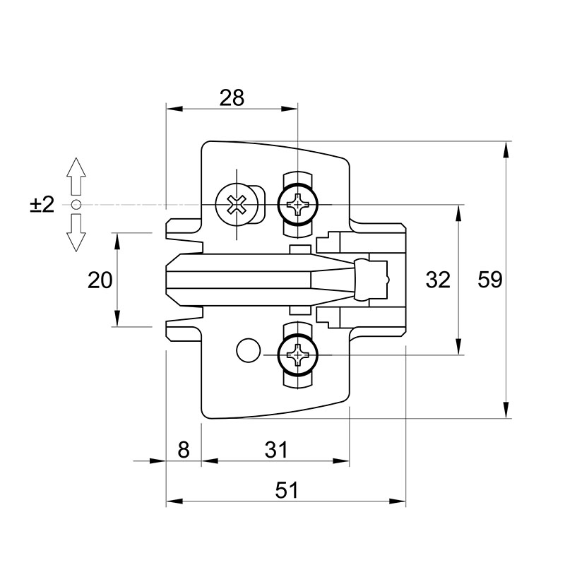 Монтажная планка Sensys дистанция 0 c эксцентриком (9071670) Hettich