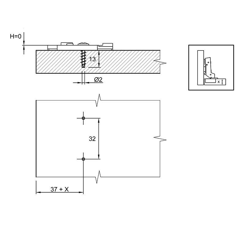 Монтажная планка Sensys дистанция 0 c эксцентриком (9071670) Hettich