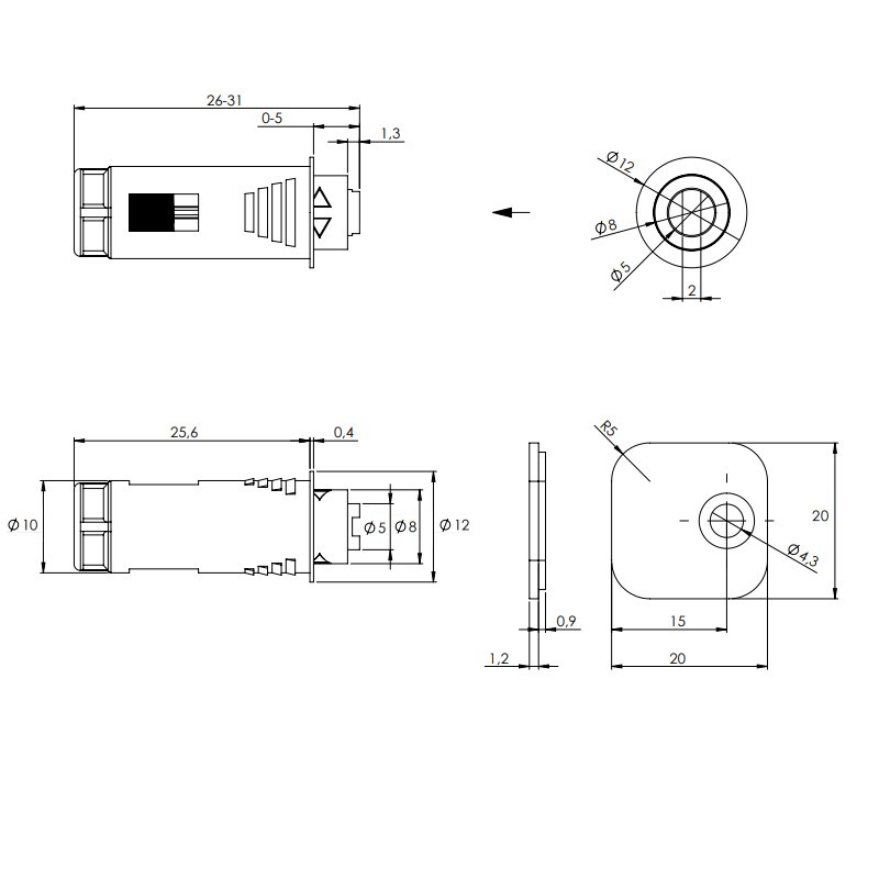 Магнітний замок P2O Lock для Magnet антрацит, врізний (9089634) Hettich