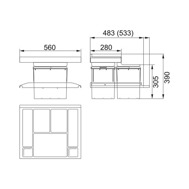 Система сортировки отходов Trolley Vario 60 Franke 134.0066.057