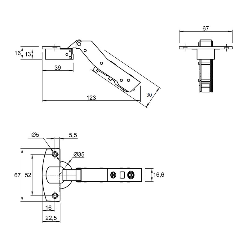 Завіса  Clip-on, 20°,Sensys 8639і, накладна, з дотягувачем, нікель(9087528) Hettich