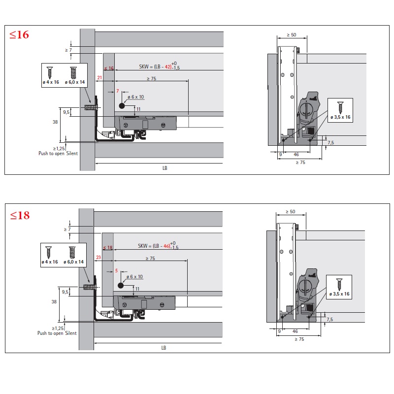 Направляюча прихованого монтажу Actro 5D L=700 права (70кг) (9318307) Hettich