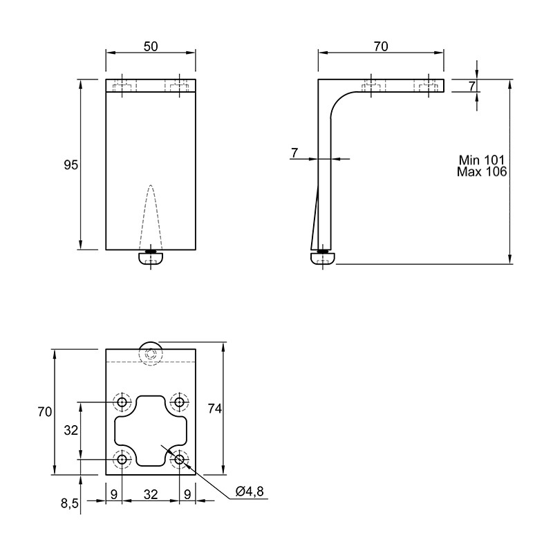 Ніжка меблева Ferro Fiori M 12060, h=100, max 200кг, чорний