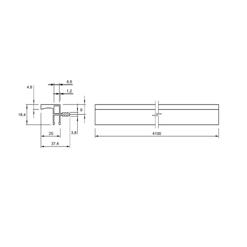 Профіль GOLA для верхнього модуля Ferro Fiori з пазом для LED, L = 4100 мм, type L, золото анод.