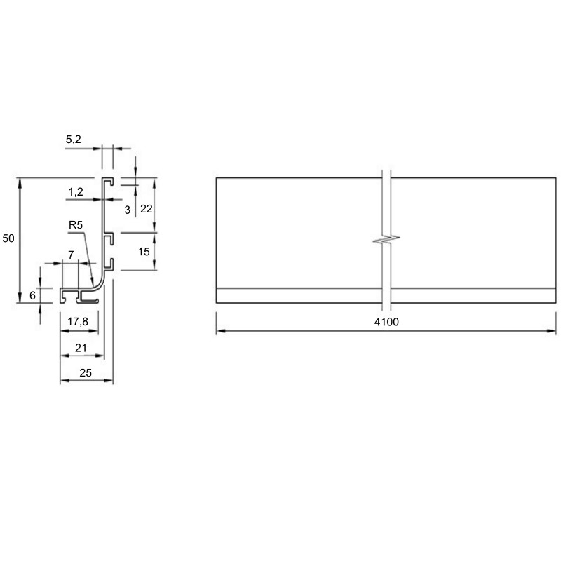 Профіль GOLA горизонтальний з пазом для LED Ferro Fiori, L = 4100 мм, type L, золото анод. Профіль GOLA горизонтальний з пазом для LED Ferro Fiori, L = 4100 мм, type L, золото анод.