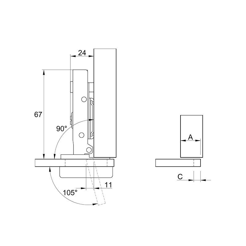 Завіса для скла, Clip-On, 105°, накладна, нікель, 3D Muller Profi Line Завіса для скла, Clip-On, 105°, накладна, нікель, 3D Muller Profi Line
