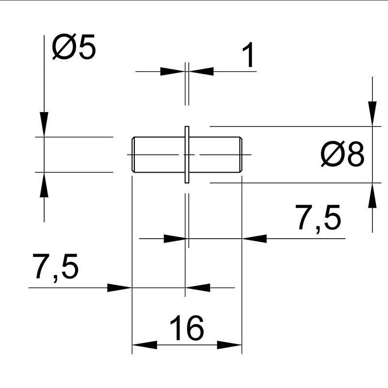 Полкодержатель D=5 L=16 цинк