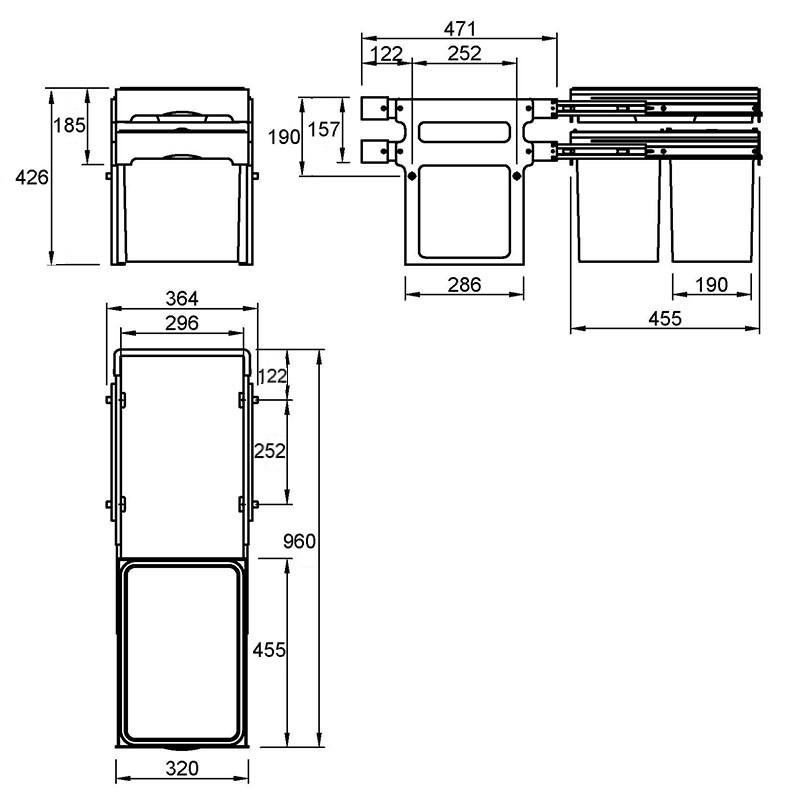 Мусорница SCORPIO 2x16л серая Muller